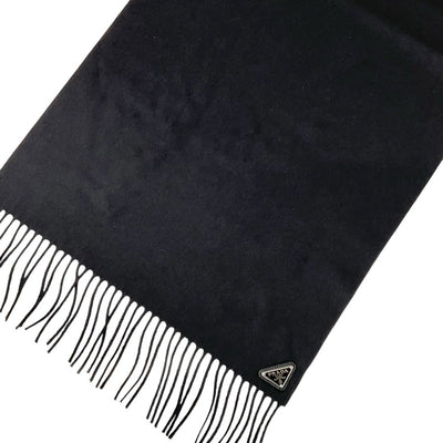 プラダ PRADA マフラー シルク ブラック 黒 トライアングルロゴ ストール