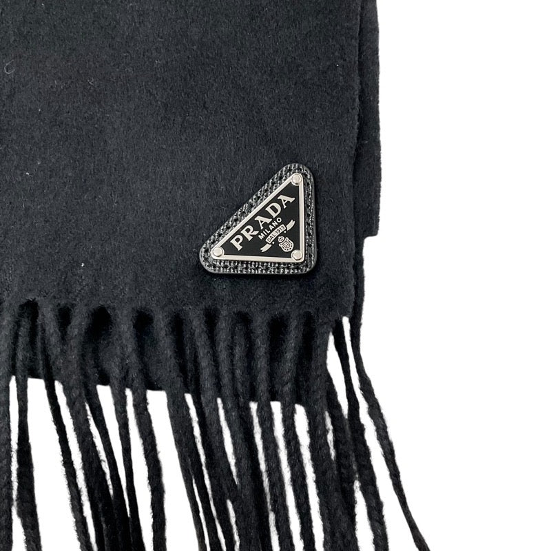 プラダ PRADA マフラー シルク ブラック 黒 トライアングルロゴ ストール