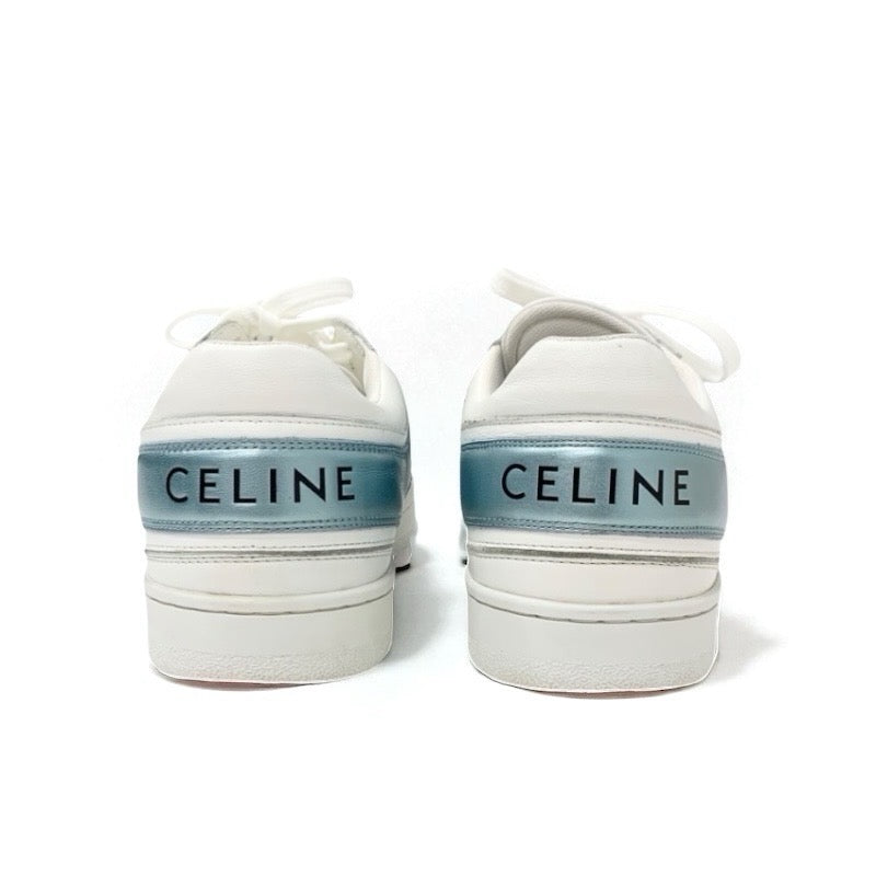 セリーヌ CELINE スニーカー 靴 シューズ レザー ホワイト ブルー 白 ロゴ