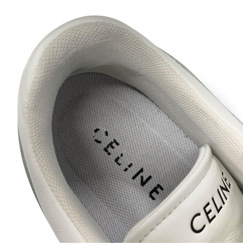 セリーヌ CELINE スニーカー 靴 シューズ レザー ホワイト ブルー 白 ロゴ