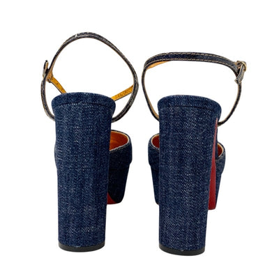 クリスチャンルブタン Christian Louboutin パンプス 靴 シューズ デニム ブルー ストラップ プラットフォーム