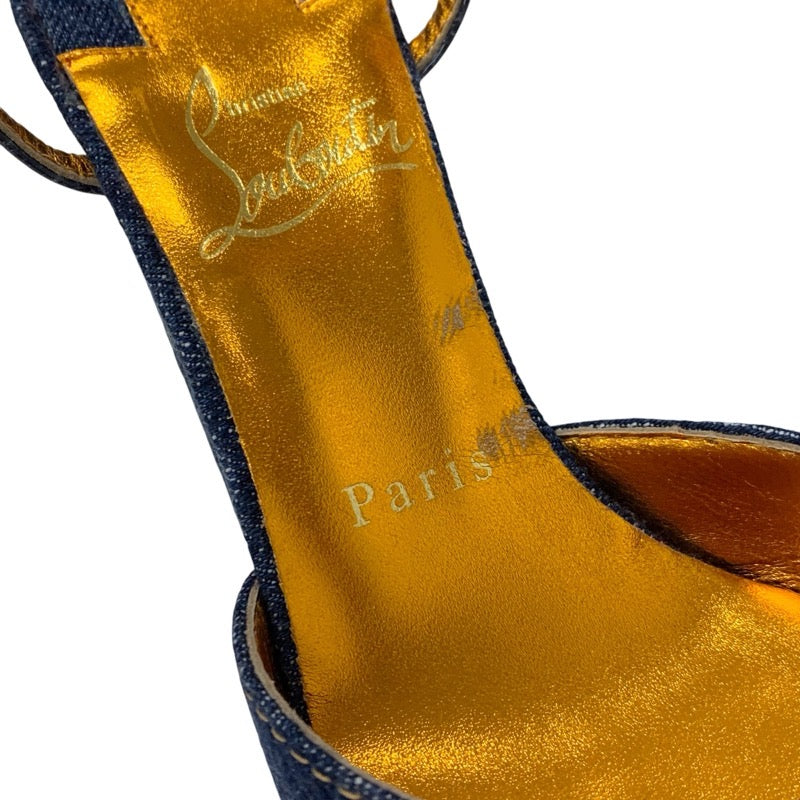 クリスチャンルブタン Christian Louboutin パンプス 靴 シューズ デニム ブルー ストラップ プラットフォーム