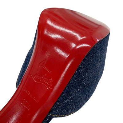 クリスチャンルブタン Christian Louboutin パンプス 靴 シューズ デニム ブルー ストラップ プラットフォーム