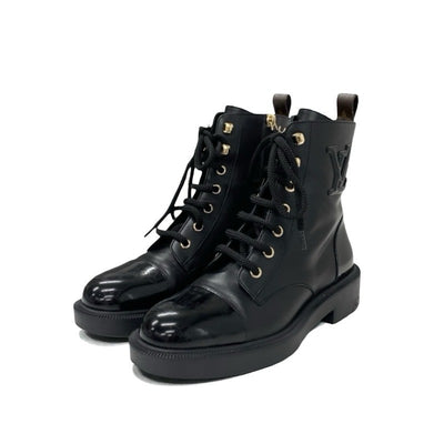 ルイヴィトン LOUIS VUITTON シチズンライン モノグラム ブーツ ショートブーツ 靴 シューズ レザー ブラック 黒 ロゴ レースアップ アンクルブーツ