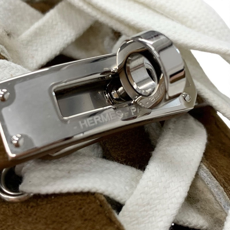 エルメス HERMES デイ スニーカー 靴 シューズ スエード ムートン ブラウン シルバー ケリー金具