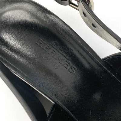 エルメス HERMES エリス サンダル 靴 シューズ レザー ブラック 黒 ストラップ
