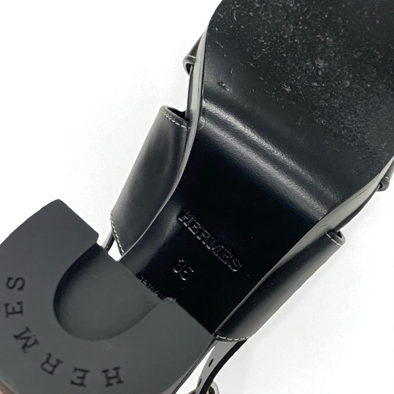 エルメス HERMES エリス サンダル 靴 シューズ レザー ブラック 黒 ストラップ