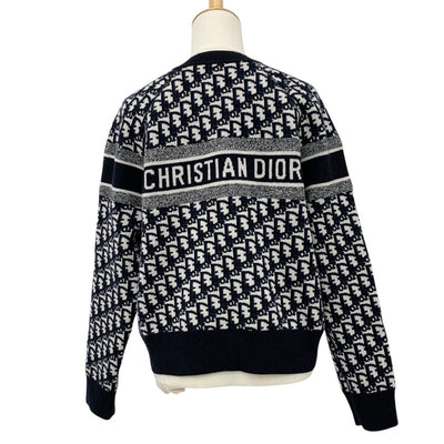 クリスチャンディオール CHRISTIAN DIOR トップス カシミヤ ネイビー ホワイト リバーシブル ラウンドネックセーター オブリーク ニット セーター ロゴ