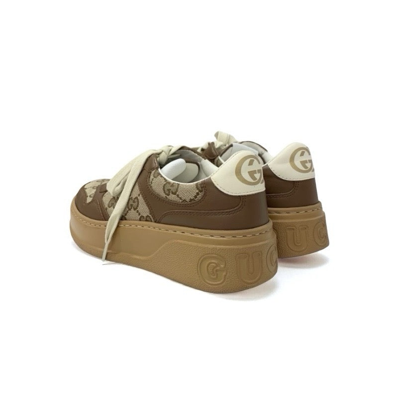 グッチ GUCCI スニーカー 靴 シューズ キャンバス レザー ベージュ ブラウン GGキャンバス インターロッキングG ロゴ