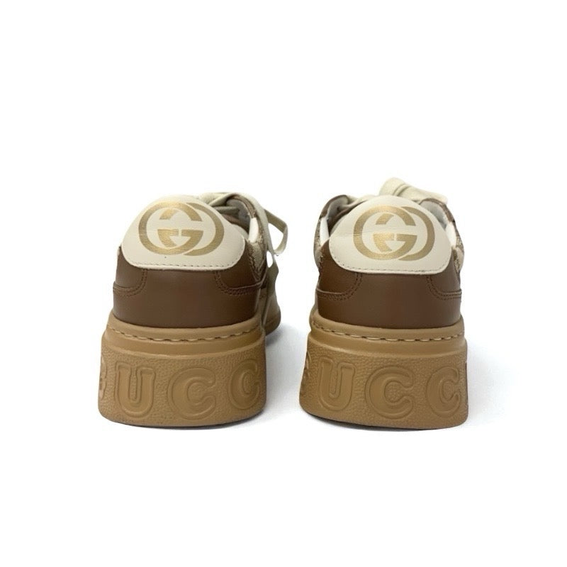 グッチ GUCCI スニーカー 靴 シューズ キャンバス レザー ベージュ ブラウン GGキャンバス インターロッキングG ロゴ