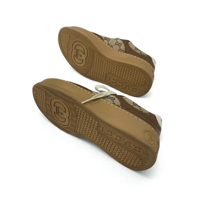 グッチ GUCCI スニーカー 靴 シューズ キャンバス レザー ベージュ ブラウン GGキャンバス インターロッキングG ロゴ