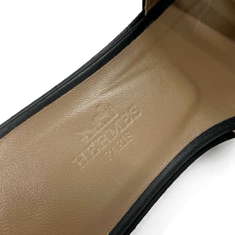 エルメス HERMES オラン サンダル 靴 シューズ レザー ブラック 黒 フラット ミュール