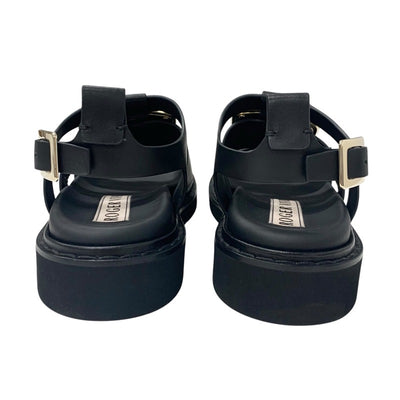 ロジェヴィヴィエ Roger Vivier ヴィヴレンジャー サンダル 靴 シューズ レザー ブラック 黒 ストラスバックル ビジュー ストラップ