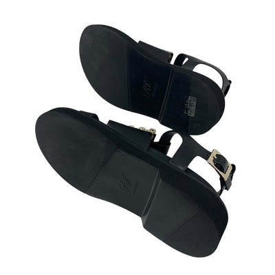 ロジェヴィヴィエ Roger Vivier ヴィヴレンジャー サンダル 靴 シューズ レザー ブラック 黒 ストラスバックル ビジュー ストラップ