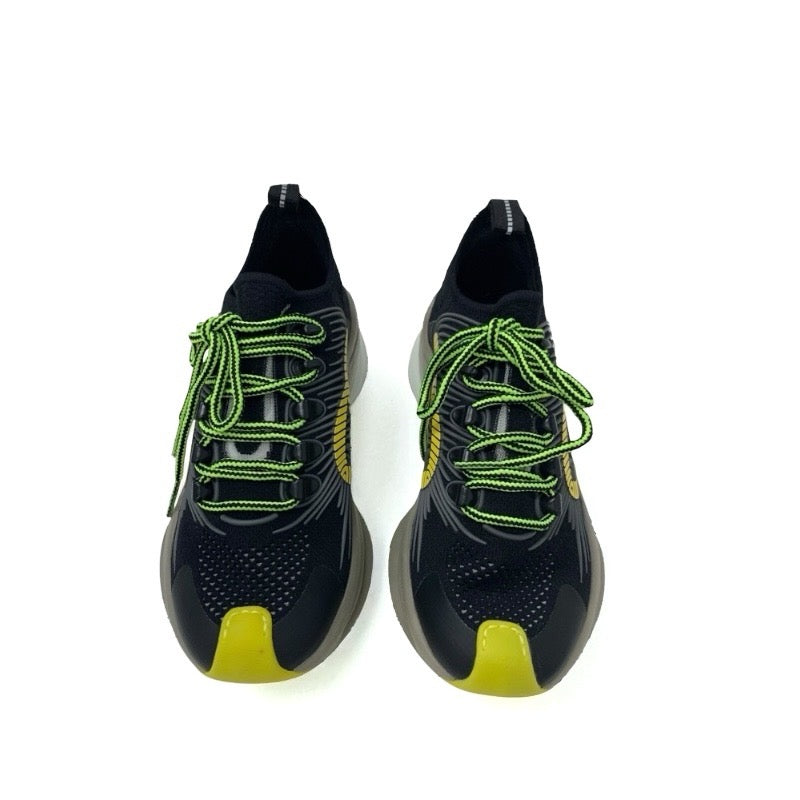 グッチ GUCCI RUN スニーカー 靴 シューズ ファブリック ブラック イエロー 未使用 インターロッキングG ロゴ