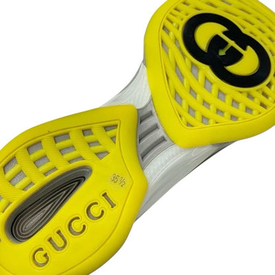 グッチ GUCCI RUN スニーカー 靴 シューズ ファブリック ブラック イエロー 未使用 インターロッキングG ロゴ