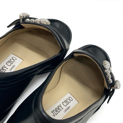 ジミーチュウ JIMMY CHOO ローファー 革靴 靴 シューズ レザー ブラック 黒 CHERI ビジュー バックル フラットシューズ