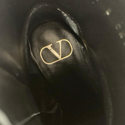 ヴァレンティノ VALENTINO ブーツ ショートブーツ 靴 シューズ レザー ブラック 黒 ゴールド Vロゴ