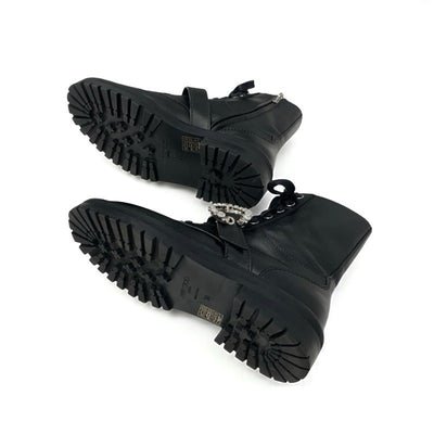ジミーチュウ JIMMY CHOO CORA ブーツ ショートブーツ 靴 シューズ レザー ブラック 黒 ビジュー バックル レースアップ