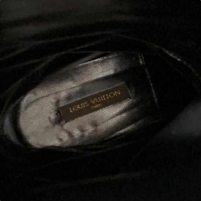 ルイヴィトン LOUIS VUITTON ブーツ ロングブーツ 靴 シューズ レザー ブラック 黒 ゴールド LVロゴ ベルト