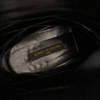 ルイヴィトン LOUIS VUITTON ブーツ ロングブーツ 靴 シューズ レザー ブラック 黒 ゴールド LVロゴ ベルト