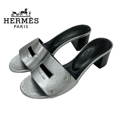 エルメス HERMES ヴェリー サンダル 靴 シューズ レザー シルバー ケリークラスプ ミュール