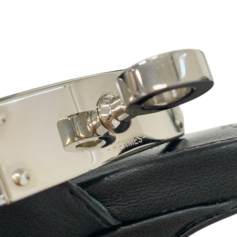 エルメス HERMES マネージュ サンダル 靴 シューズ レザー シルバー ブラック ケリー金具 ストラップ