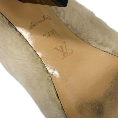 ルイヴィトン LOUIS VUITTON シルエットライン モノグラム ブーツ ショートブーツ 靴 シューズ ファー レザー ベージュ ブラウン アンクルブーツ