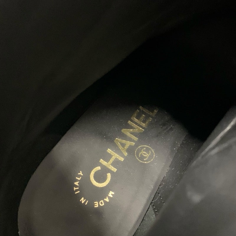 シャネル CHANEL ブーツ ショートブーツ 靴 シューズ レザー パテント ブラック ゴールド ココマーク アイコン ロゴ