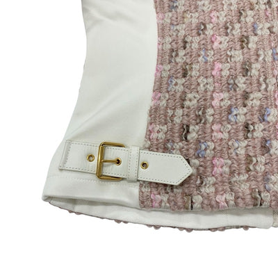未使用 ルイヴィトン LOUIS VUITTON ツイード アウター ジャケット ジップアップ LVロゴ ウール ピンク ホワイト