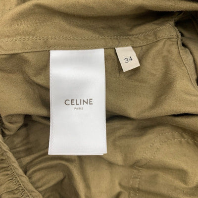 セリーヌ CELINE ワンピース コットン カーキ ゴールド サファリドレス