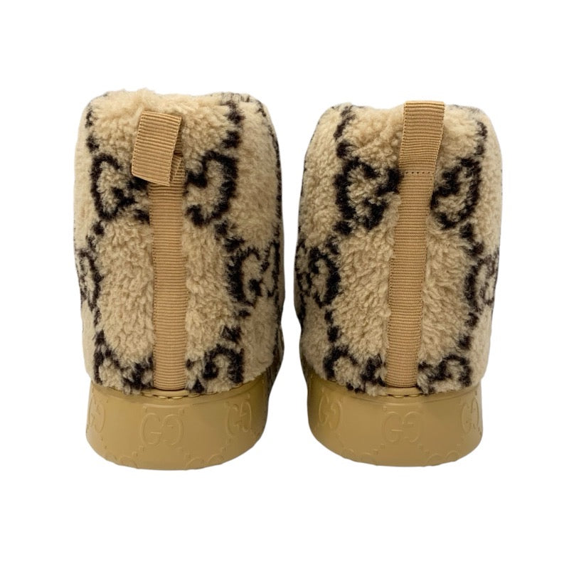 グッチ GUCCI ブーツ ショートブーツ 靴 シューズ ムートン ブラウン GGシグネチャー ボア 未使用