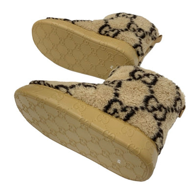 グッチ GUCCI ブーツ ショートブーツ 靴 シューズ ムートン ブラウン GGシグネチャー ボア 未使用