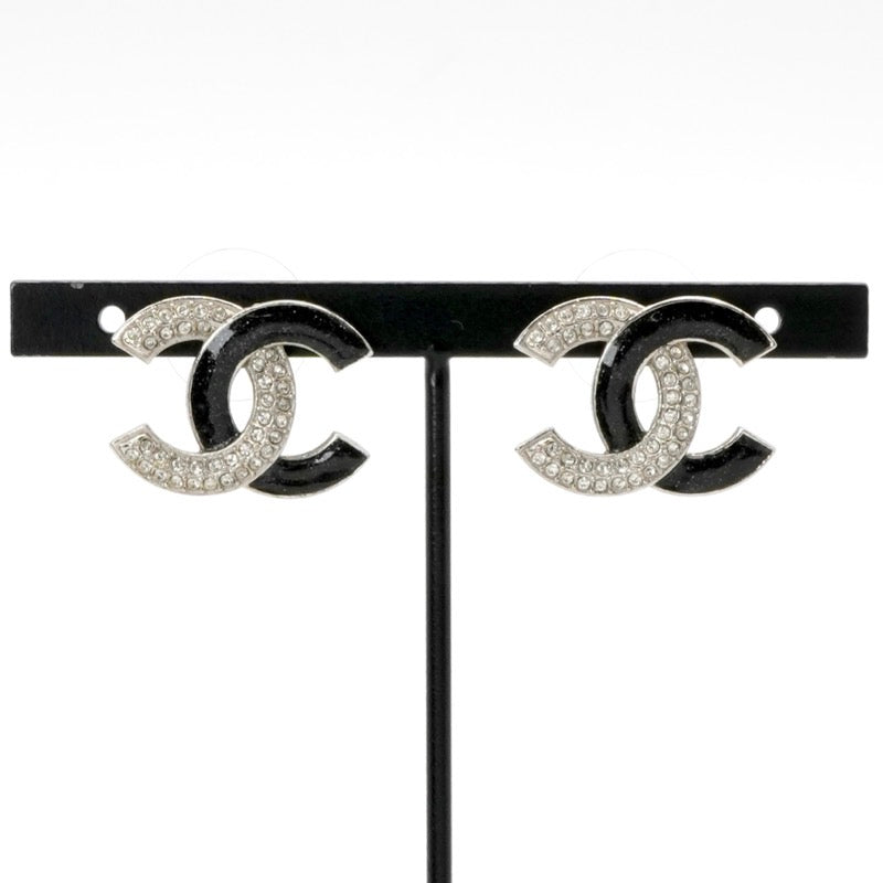 シャネル CHANEL ピアス イヤリング シルバー ブラック ココマーク ラインストーン