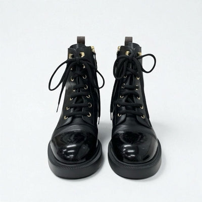 ルイヴィトン LOUIS VUITTON シチズンライン モノグラム ブーツ ショートブーツ 靴 シューズ レザー ブラック 黒 ロゴ レースアップ アンクルブーツ