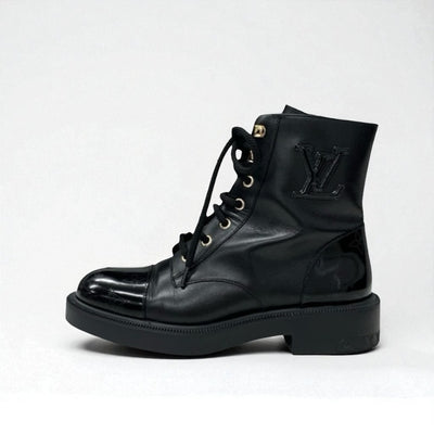 ルイヴィトン LOUIS VUITTON シチズンライン モノグラム ブーツ ショートブーツ 靴 シューズ レザー ブラック 黒 ロゴ レースアップ アンクルブーツ