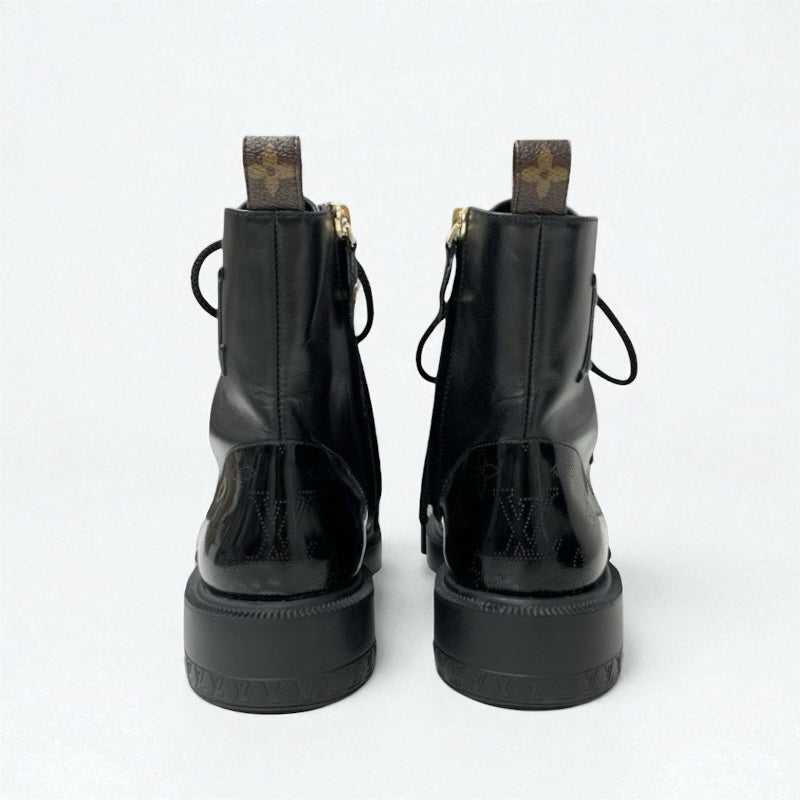 ルイヴィトン LOUIS VUITTON シチズンライン モノグラム ブーツ ショートブーツ 靴 シューズ レザー ブラック 黒 ロゴ レースアップ アンクルブーツ