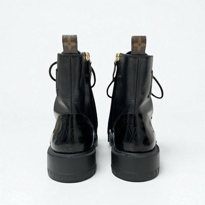 ルイヴィトン LOUIS VUITTON シチズンライン モノグラム ブーツ ショートブーツ 靴 シューズ レザー ブラック 黒 ロゴ レースアップ アンクルブーツ