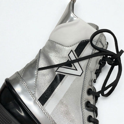 ルイヴィトン LOUIS VUITTON ローリエートライン ブーツ ショートブーツ 靴 シューズ レザー パテント シルバー ブラック ロゴ