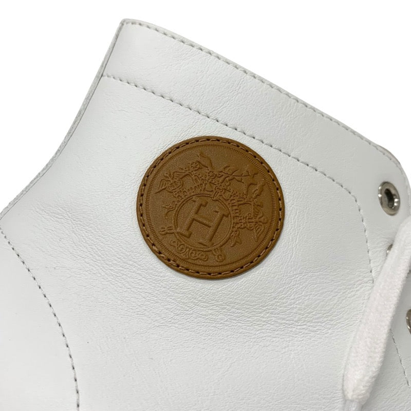 エルメス HERMES クライム スニーカー 靴 シューズ レザー ホワイト ブラウン 白 エクスリブリス ハイカットスニーカー