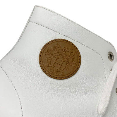 エルメス HERMES クライム スニーカー 靴 シューズ レザー ホワイト ブラウン 白 エクスリブリス ハイカットスニーカー