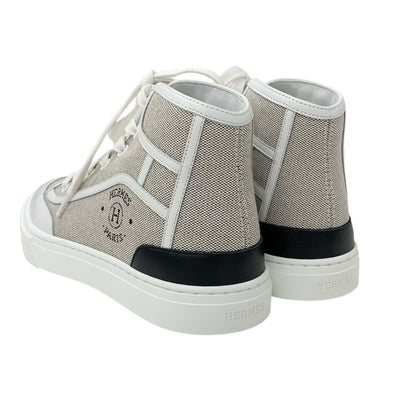 エルメス HERMES ゲットアップ スニーカー 靴 シューズ キャンバス レザー ベージュ ホワイト 未使用 ハイカットスニーカー ロゴ