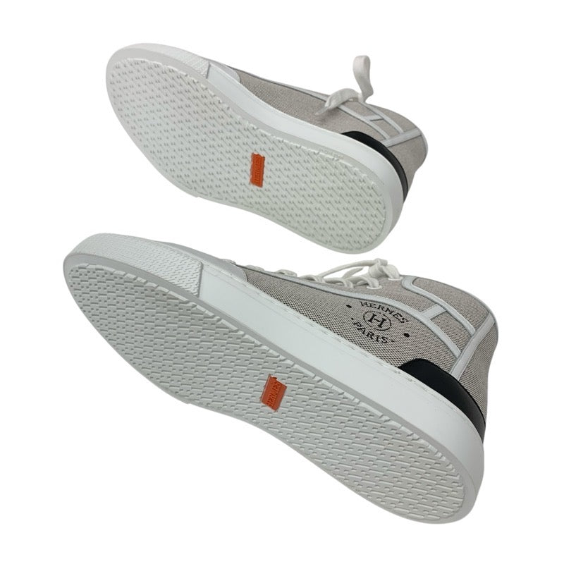 エルメス HERMES ゲットアップ スニーカー 靴 シューズ キャンバス レザー ベージュ ホワイト 未使用 ハイカットスニーカー ロゴ