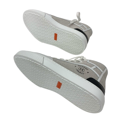 エルメス HERMES ゲットアップ スニーカー 靴 シューズ キャンバス レザー ベージュ ホワイト 未使用 ハイカットスニーカー ロゴ