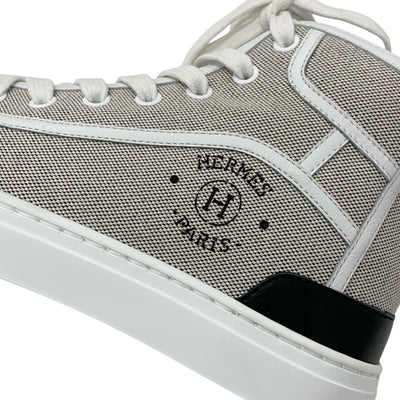 エルメス HERMES ゲットアップ スニーカー 靴 シューズ キャンバス レザー ベージュ ホワイト 未使用 ハイカットスニーカー ロゴ