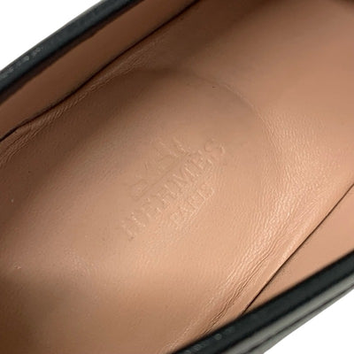 エルメス HERMES パリ ローファー 革靴 靴 シューズ レザー ブラック 黒 シルバー モカシン フラットシューズ H金具