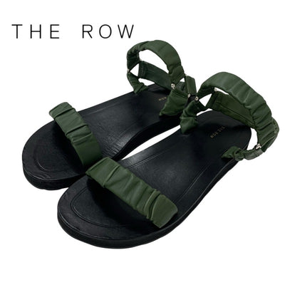 ザロウ The Row EGON サンダル 靴 シューズ レザー グリーン ストラップ フラットサンダル