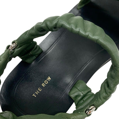 ザロウ The Row EGON サンダル 靴 シューズ レザー グリーン ストラップ フラットサンダル