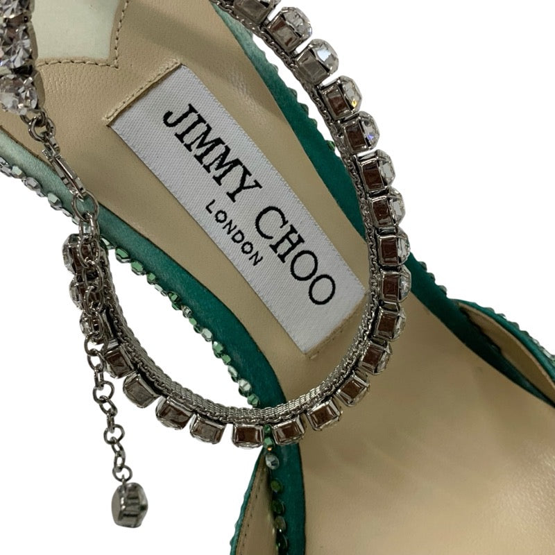 ジミーチュウ JIMMY CHOO SAEDA 100 パンプス 靴 シューズ サテン グリーン ラインストーン ビジュー グラデーション ストラップ