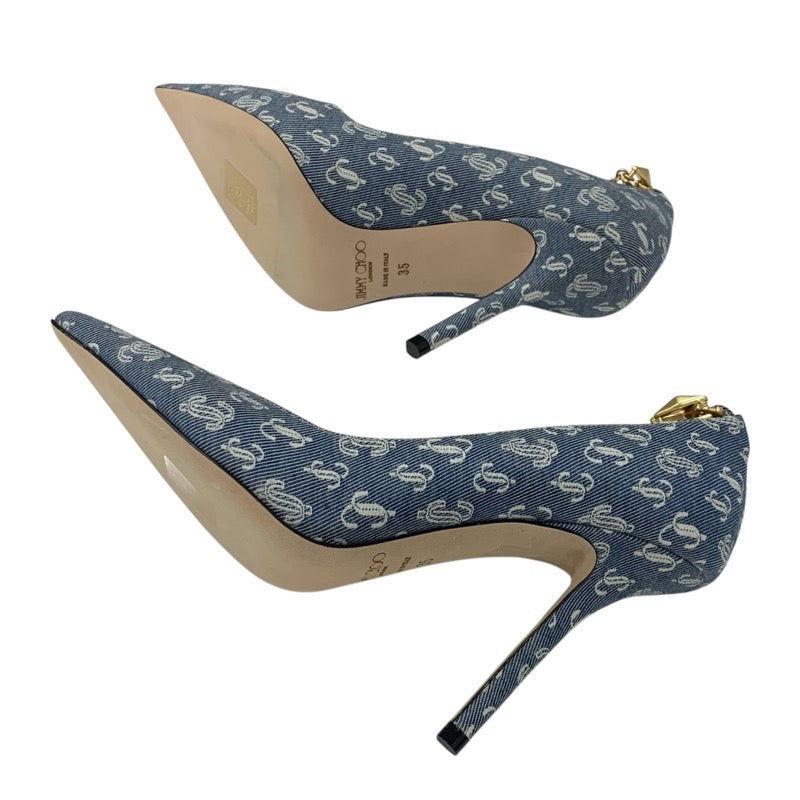 ジミーチュウ JIMMY CHOO DIAMOND TALURA パンプス 靴 シューズ デニム ブルー 未使用 ロゴ チェーン